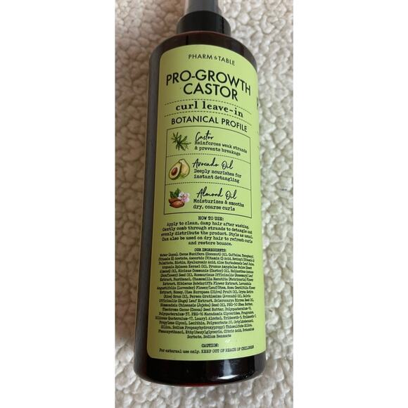 2-Pack PHARM TO TABLE ~ PRO-GROWTH CASTOR CURL LEAVE-IN WITH AVOCADO OIL 8 fl oz - Picture 4 of 5